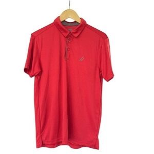 NY Threads Mens Polo Shirt Medium Red Short Sleeve Performance Golf Activewear